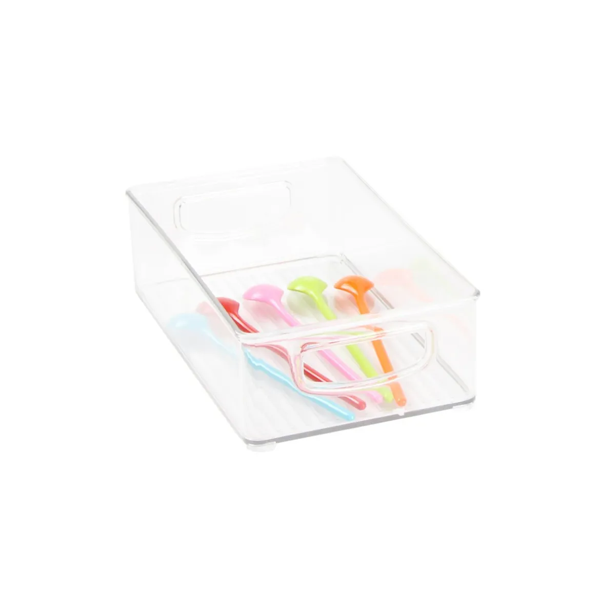 Bac en plastique M transparent et empilable pour organiser placards et tiroirs