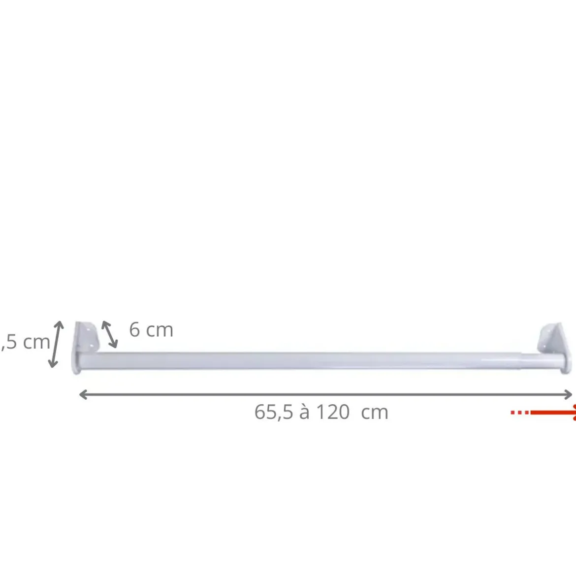 Barre de penderie extensible 66-120 cm