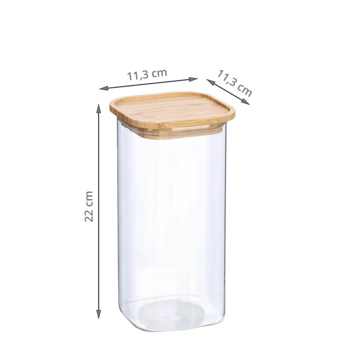 Bocal de conservation carré en verre 1,6 L