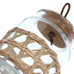 Bocal en verre avec paille tressée 610 ml