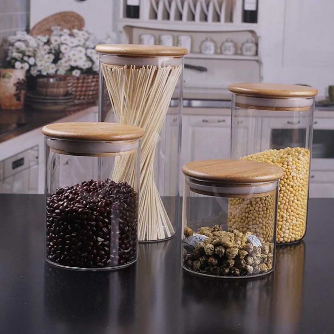Bocal en verre et bois 1,8 litre