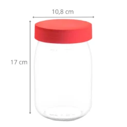 Bocal en verre 1 litre couvercle rouge