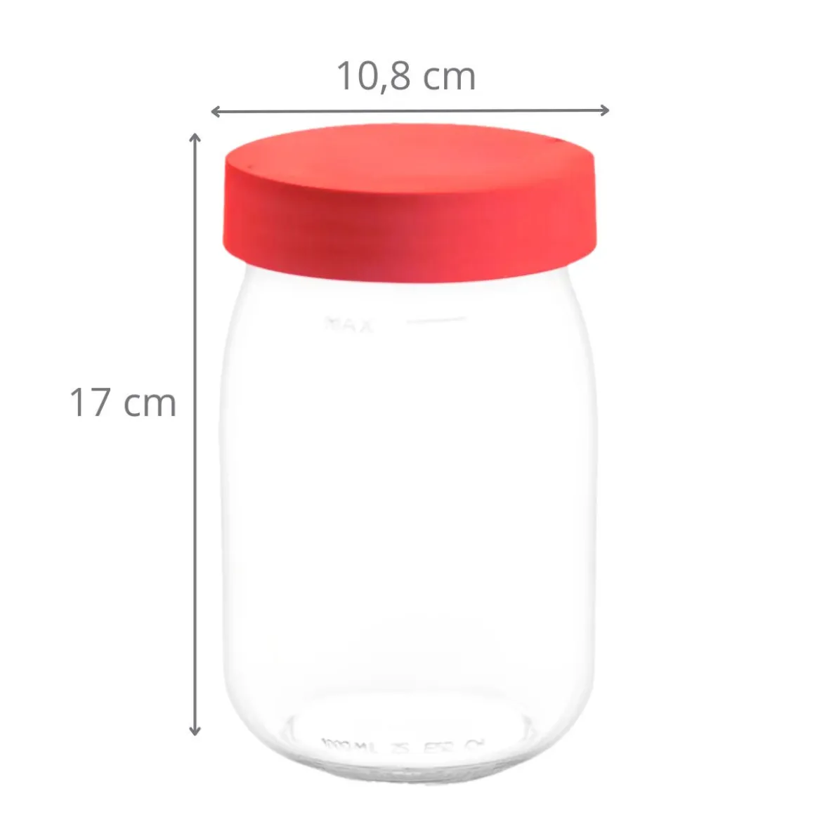 Bocal en verre 1 litre couvercle rouge
