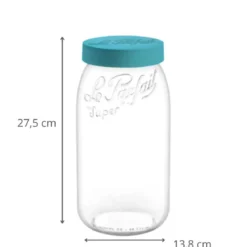 Bocal hermétique en verre 3L bleu