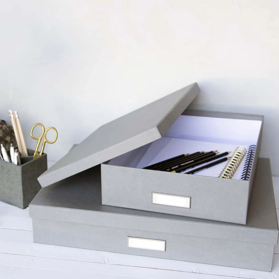 Boîte A4 en carton gris flanelle