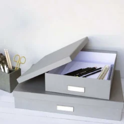 Boîte A3 en carton gris flanelle