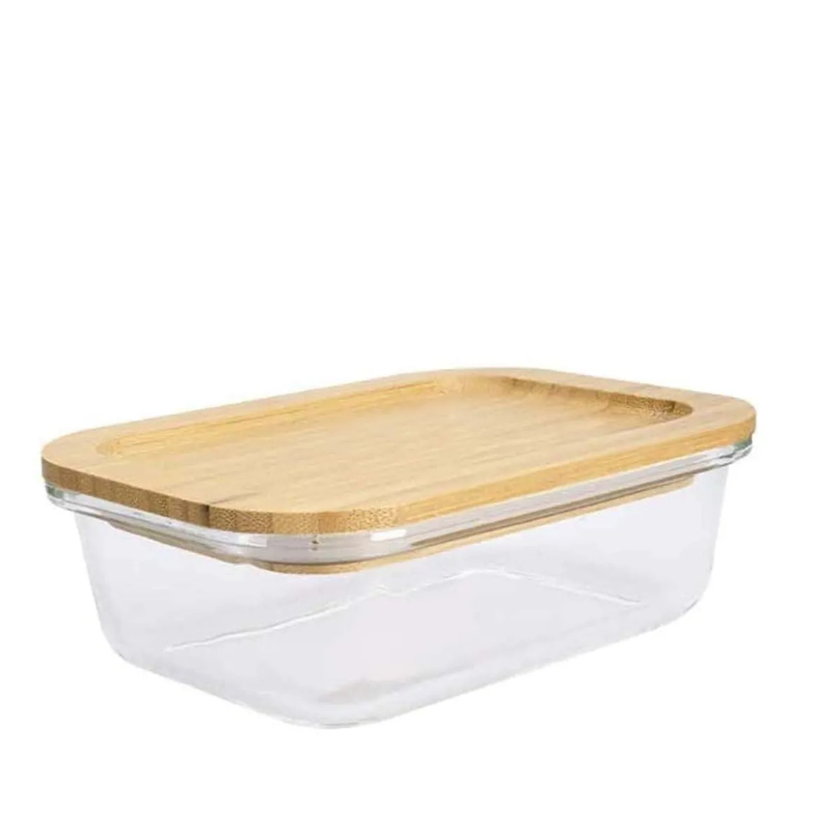 Boîte alimentaire en verre avec couvercle en bambou