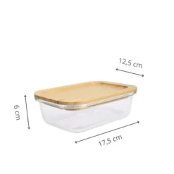 Boîte alimentaire en verre avec couvercle en bambou