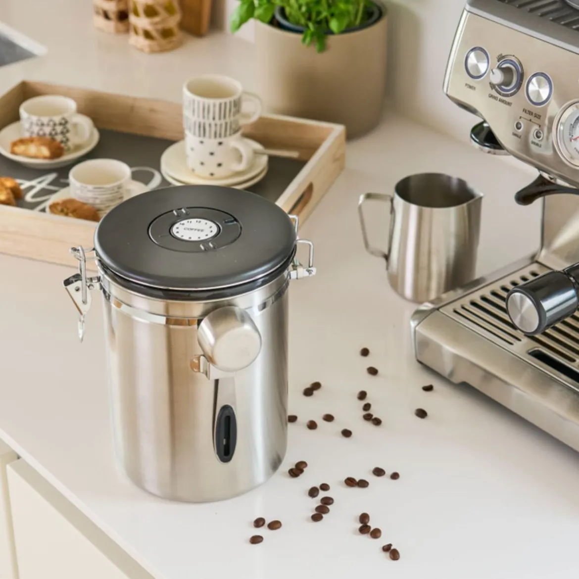 Boîte à café en inox avec cuillère 1,7 litres