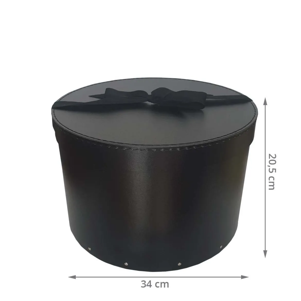 Boîte à chapeaux en carton noir avec ruban (M)