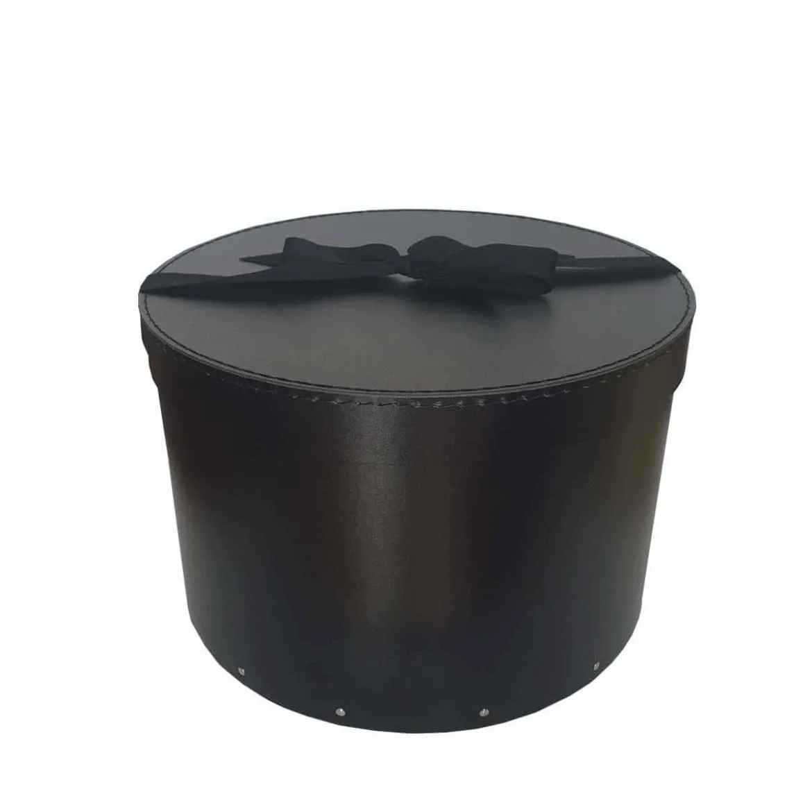 Boîte à chapeaux en carton noir avec ruban (M)