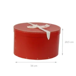 Boîte à chapeaux rouge avec ruban blanc (M)