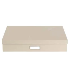 Boîte de rangement A3 beige avec étiquette