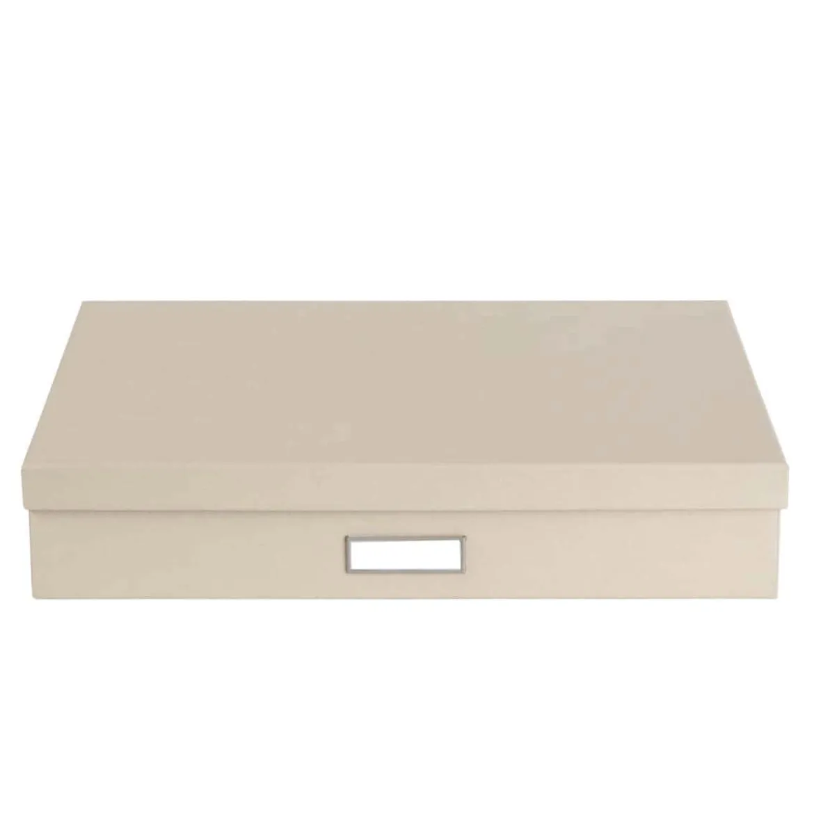 Boîte de rangement A3 beige avec étiquette