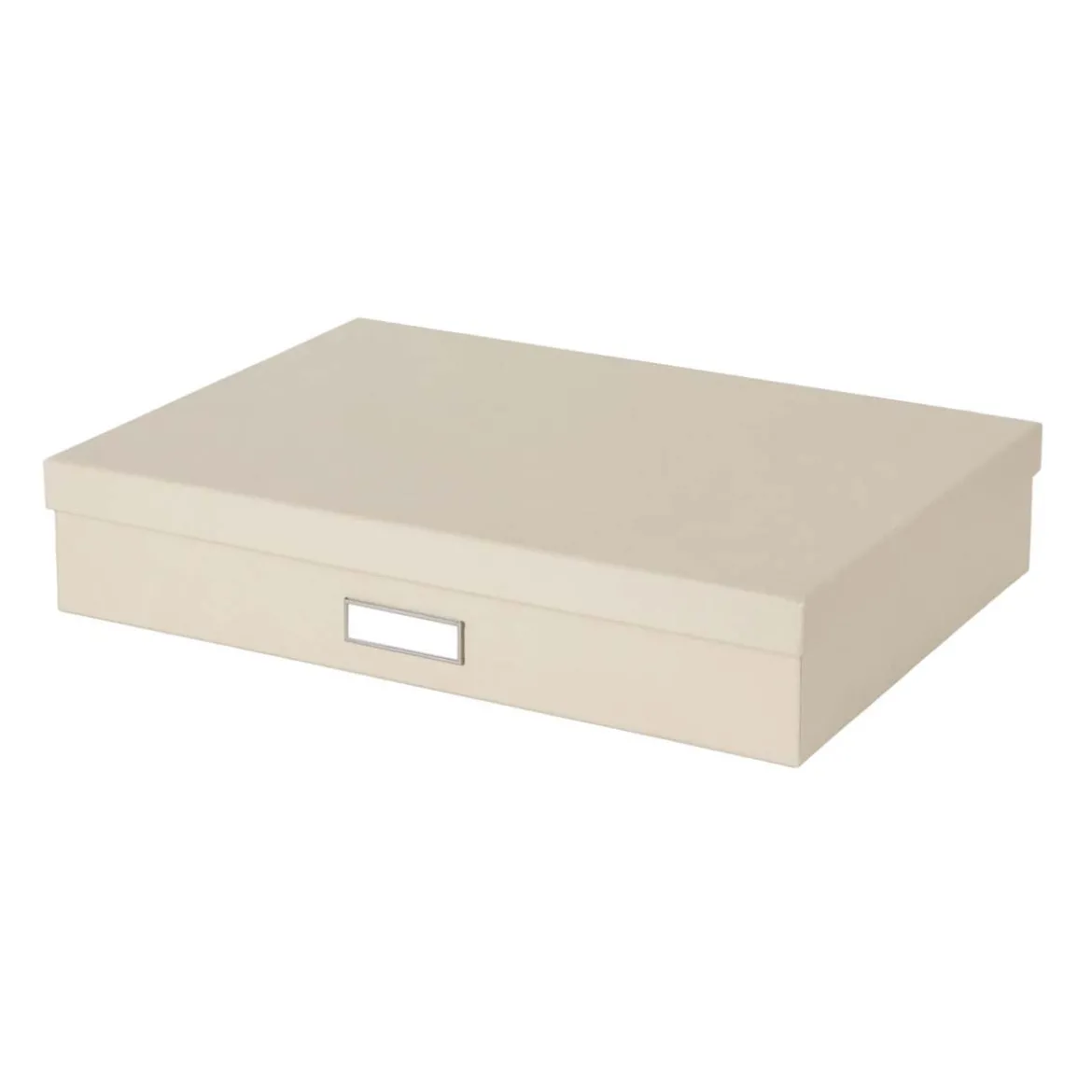 Boîte de rangement A3 beige avec étiquette