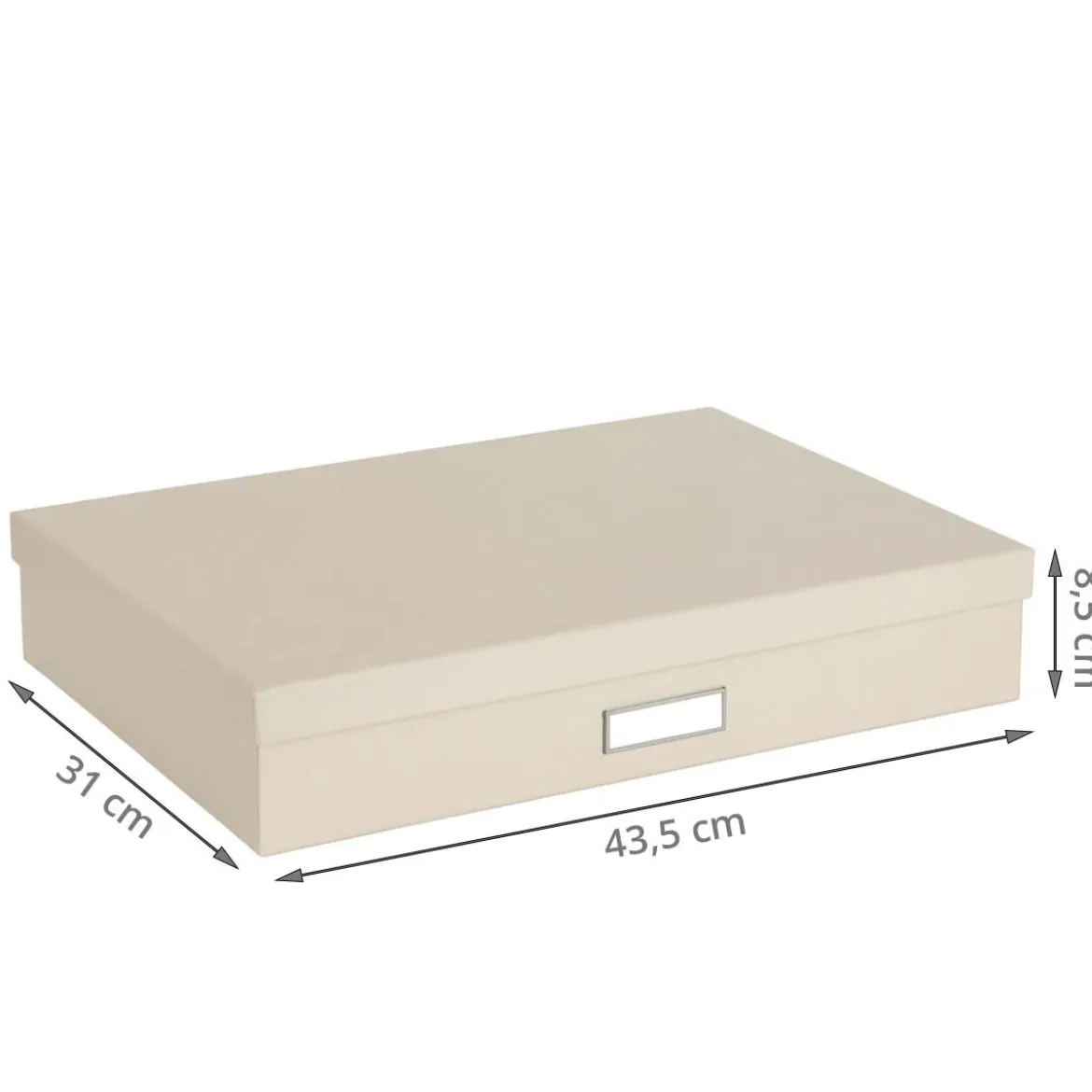 Boîte de rangement A3 beige avec étiquette