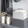 Boîte de rangement avec couvercle en tissu gris