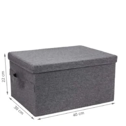 Boîte de rangement avec couvercle en tissu gris