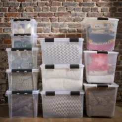 Boîte de rangement en plastique avec couvercle 14 litres