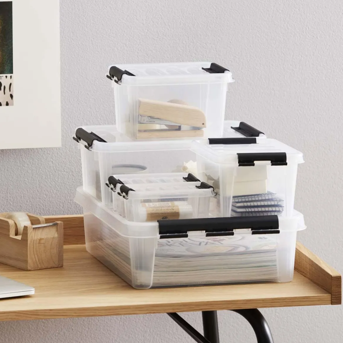Boîte de rangement en plastique avec couvercle 14 litres