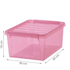Boîte de rangement en plastique rose 14 litres