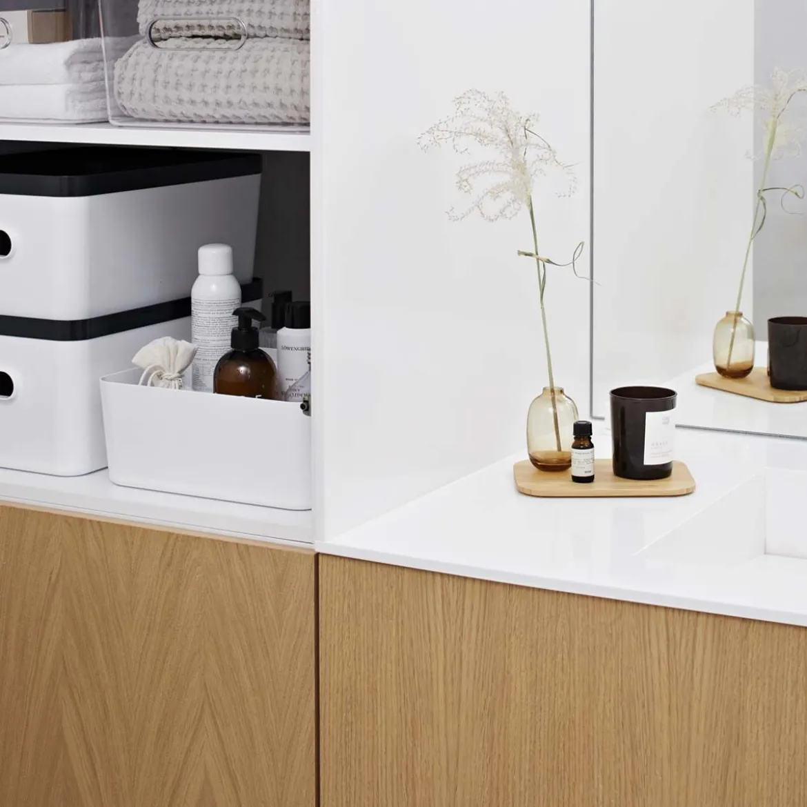 Boîte de rangement en plastique blanc pour cuisine ou salle de bain M