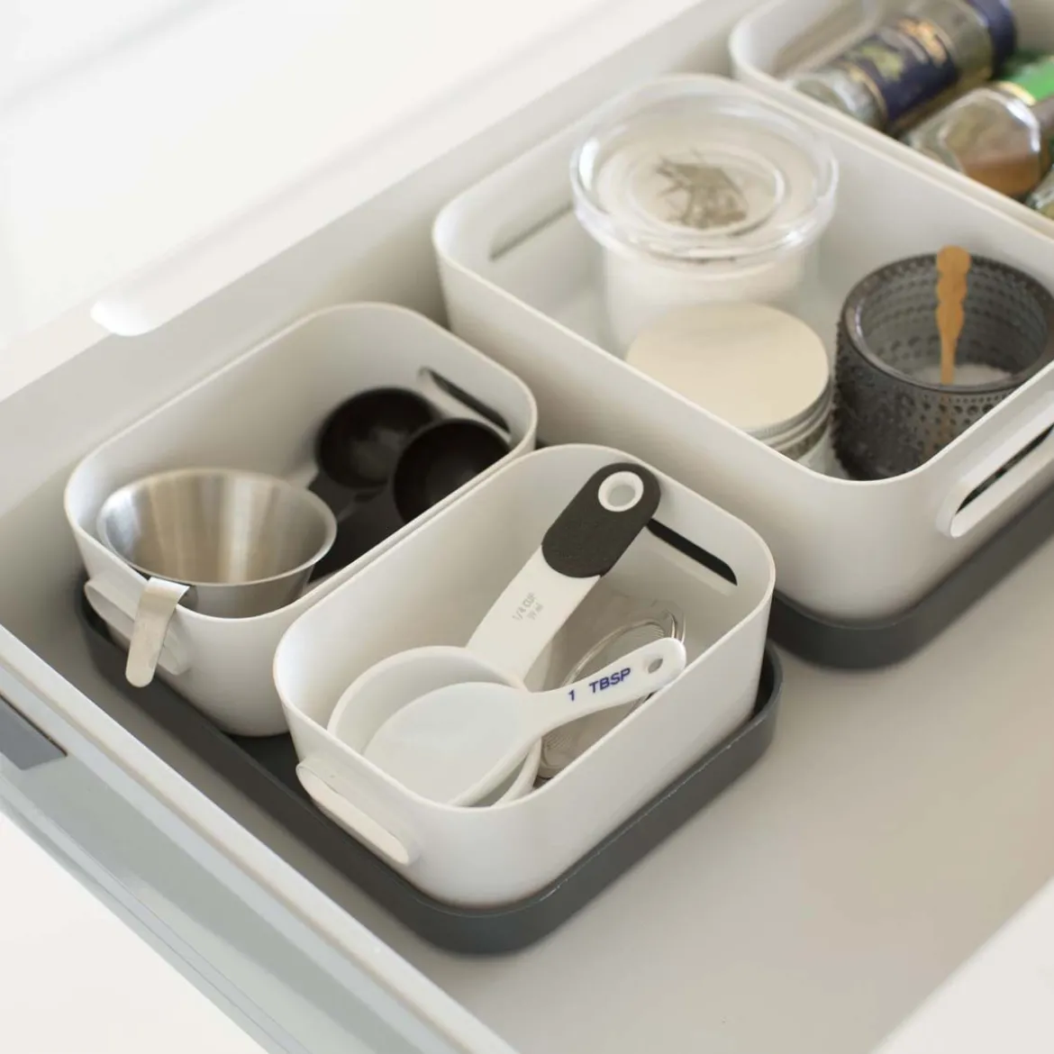 Boîte de rangement en plastique blanc pour cuisine ou salle de bain S