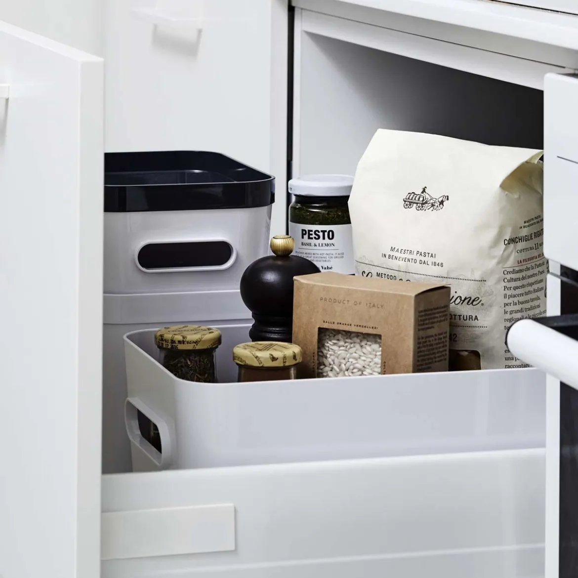 Boîte de rangement en plastique blanc pour cuisine ou salle de bain S