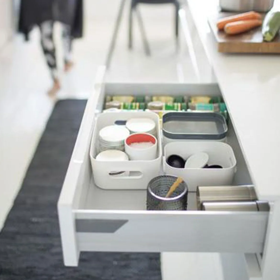 Boîte de rangement en plastique blanc pour cuisine ou salle de bain S