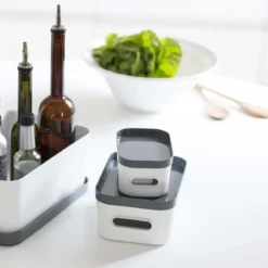 Boîte de rangement en plastique blanc pour cuisine ou salle de bain S