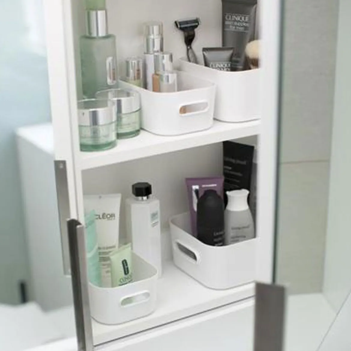 Boîte de rangement en plastique blanc pour cuisine ou salle de bain S