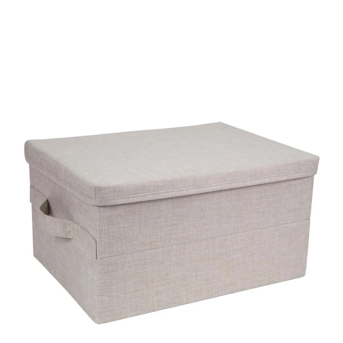 Boîte de rangement en tissu avec couvercle beige M