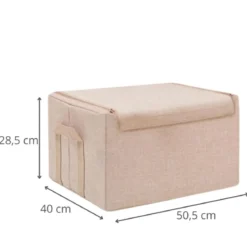 Boîte de rangement en tissu beige avec armature L