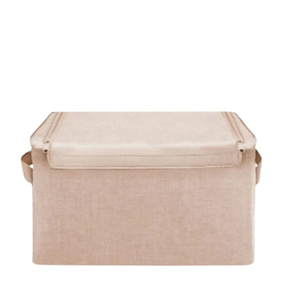 Boîte de rangement en tissu beige avec armature M