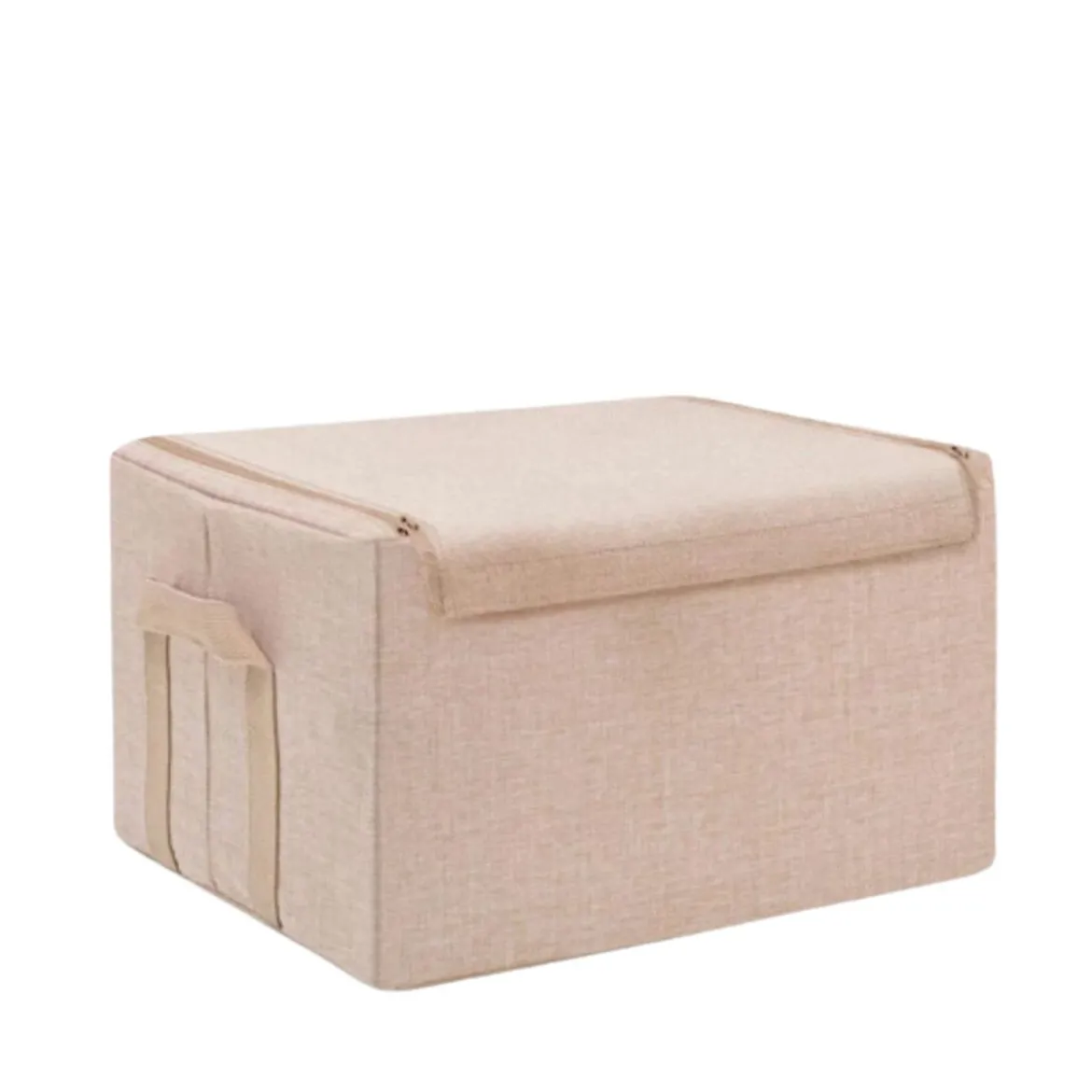 Boîte de rangement en tissu beige avec armature M