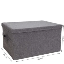 Boîte de rangement en tissu gris rigide et pliable L