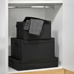 Boîte de rangement en tissu noir avec armature M