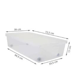 Boîte de rangement sous le lit à roulettes 33 litres