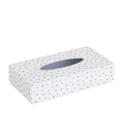 Boîte à mouchoirs blanche à pois dorés