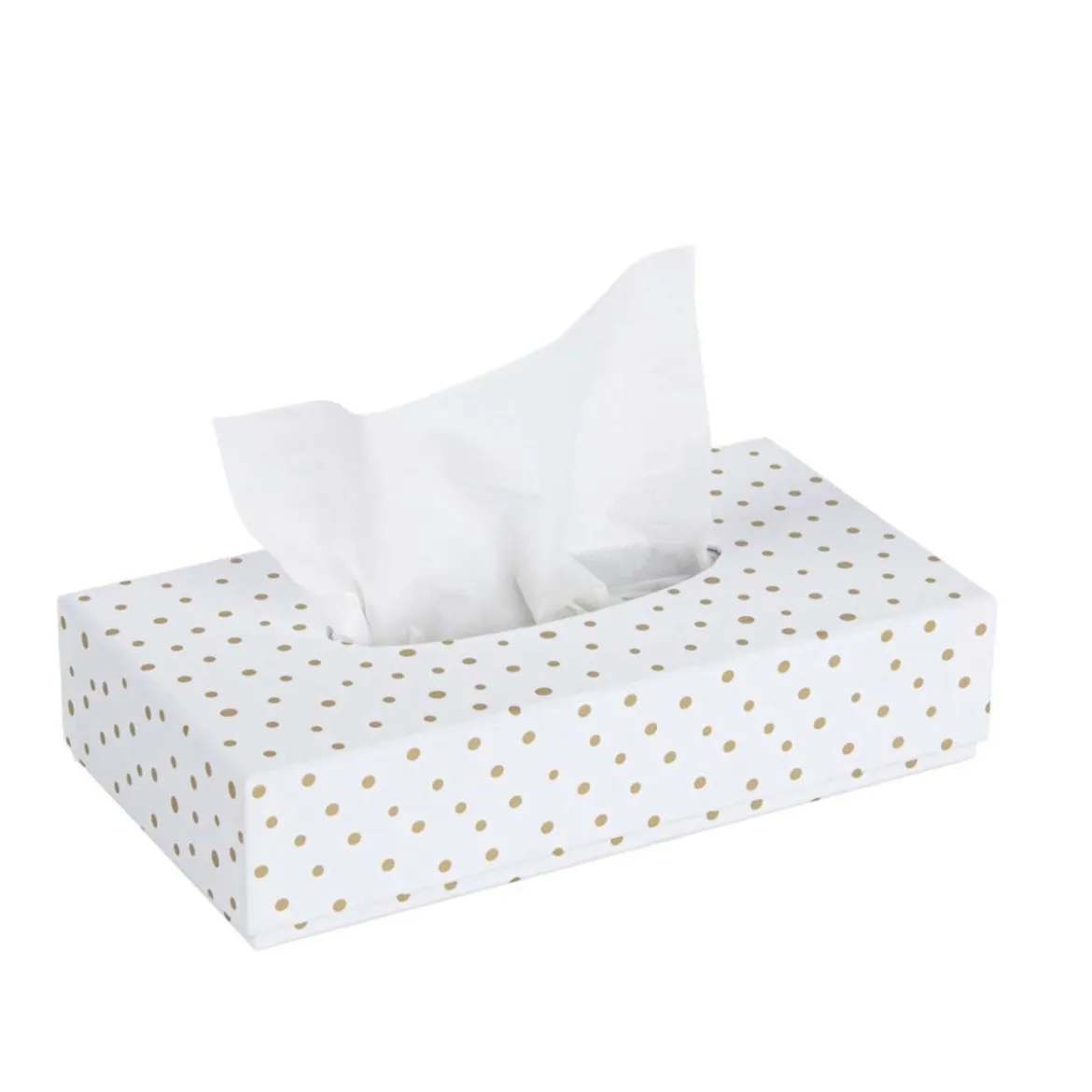Boîte à mouchoirs blanche à pois dorés