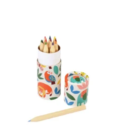 Boîte ronde avec 12 crayons de couleur enfants