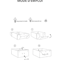 Boîte sous le lit en carton recyclé blanc avec poignée métallique