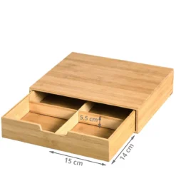 Boîte tiroir en bambou avec compartiments