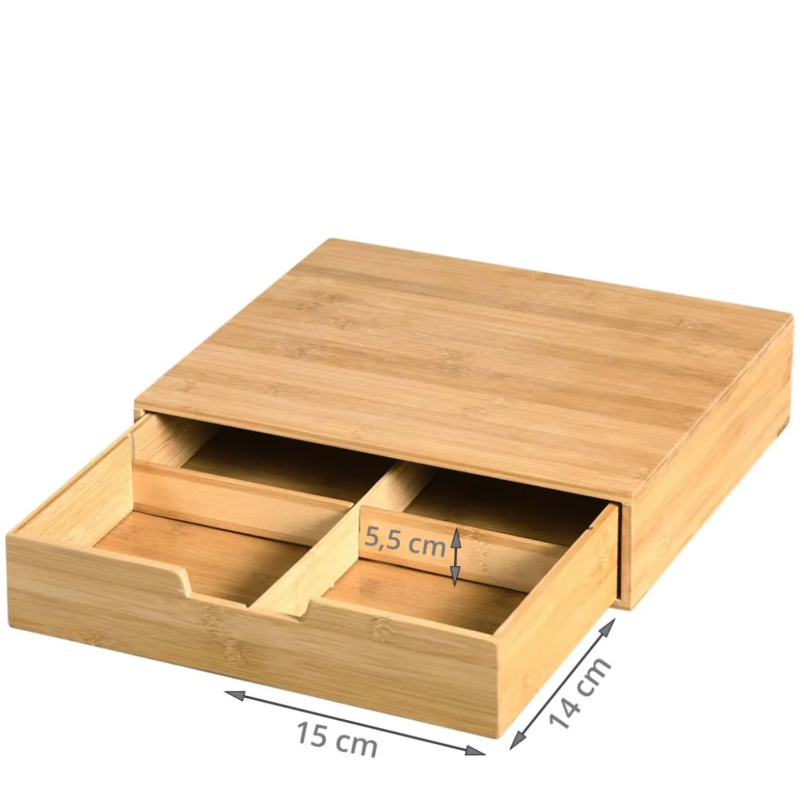 Boîte tiroir en bambou avec compartiments