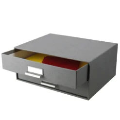 Boîte à 2 tiroirs en carton gris flanelle