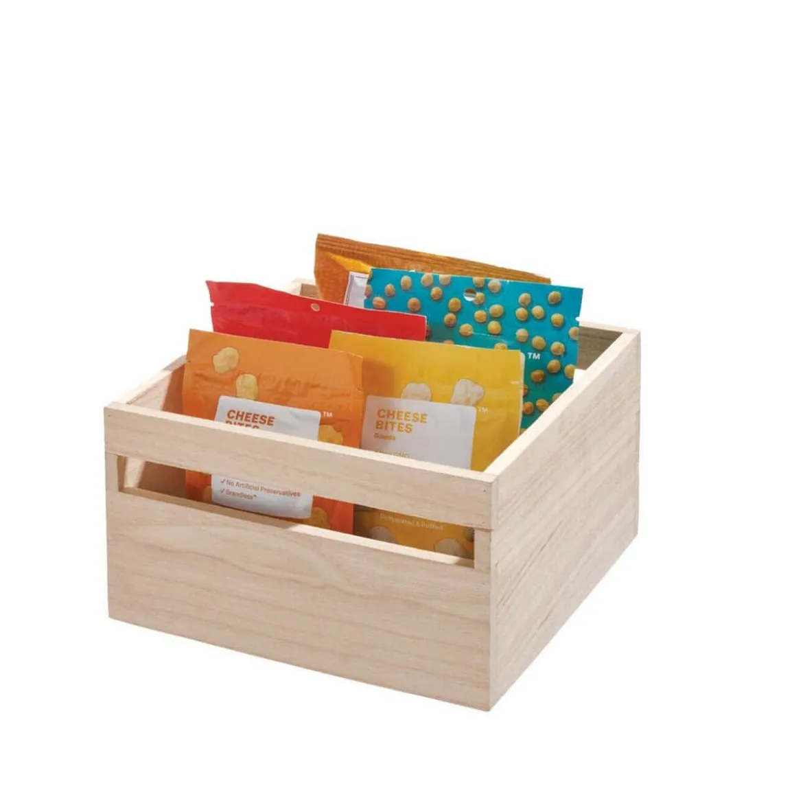 Caisse de rangement carrée en bois de Paulownia M