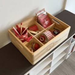 Caisse de rangement en bois à compartiments taille M