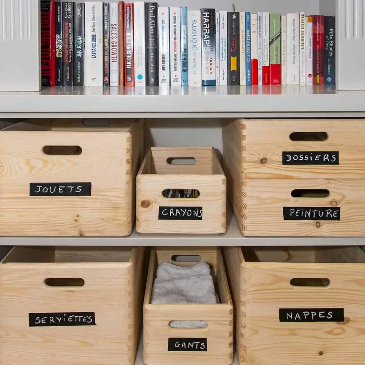 Caisse de rangement en bois. Taille L