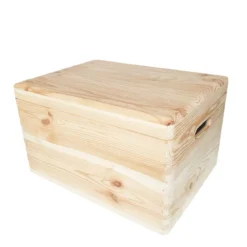 Caisse de rangement en pin FSC avec couvercle L