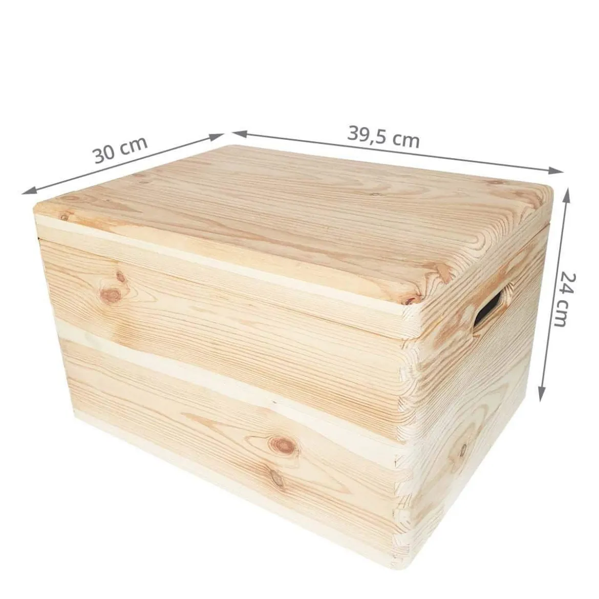 Caisse de rangement en pin FSC avec couvercle L